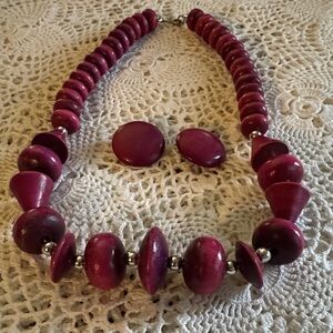Elegant Purple Beaded Necklace and Earring Set